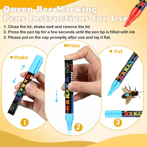 9 Pieces Queen Bee Marking Kit Including 5 Color Queen Marker Pens 1 Marking Bottle 3 Marking Clips for Beekeeping Supplies Beekeeper Marking Tool...