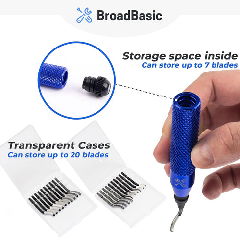 Deburring Tool Kit with 20 High-Speed-Steel Blades | Edge Burr Remove for Metal, PVC Plumbing Pipe, 3D Printing, Plastic, Copper, Resin Art...
