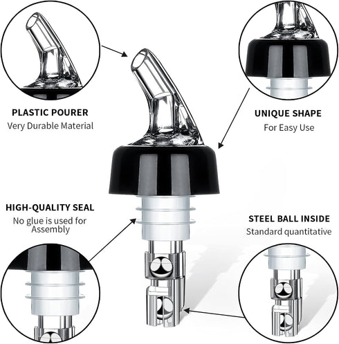 Automatic Measured Bottle Pourer - Quick Shot Spirit Measure Pourer Drinks Wine Cocktail Dispenser Home Bar Tools - 1oz/30ml (4 pack)...
