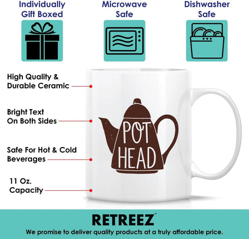 Retreez Funny Mug - Pot Head, Weed 11 Oz Ceramic Coffee Mugs - Funny, Sarcasm, Sarcastic, Motivational, Inspirational birthday gifts for friends, ...