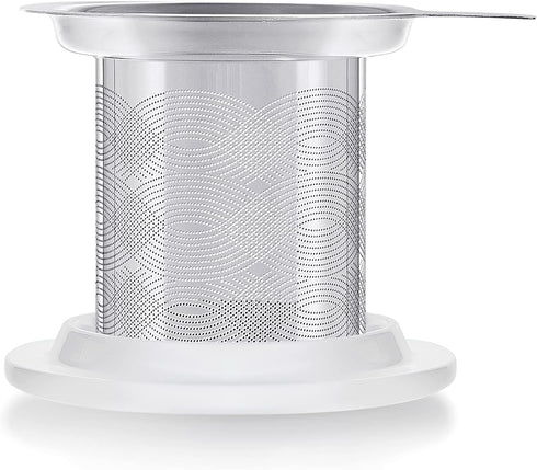 Teabloom Stainless Steel Loose Leaf Tea Infuser with Porcelain Lid/Coaster - Fits Most Mugs and Cups...