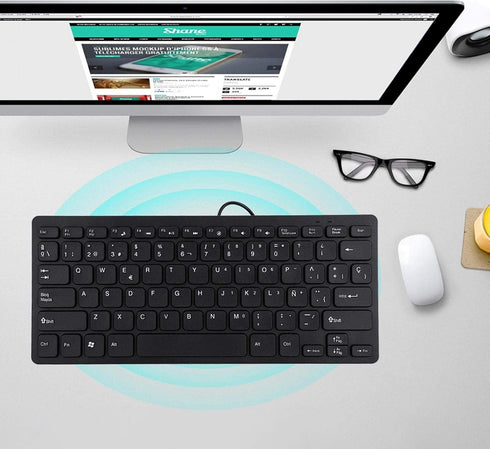 Demeras Ultra-Thin Wired Keyboard Portable Mini Spanish Keyboard USB Interface 78 Sensitive Keys for Desktop Computer...