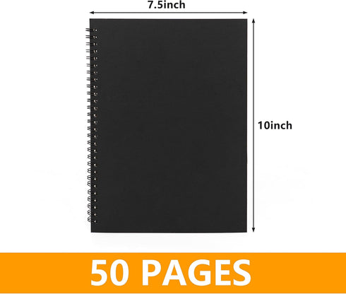1 Pack College Ruled Notebook, Soft black Cover Spiral Notebook, Memo Notepad Sketchbook, Students Office Business Diary Spiral Book Journal,100 P...