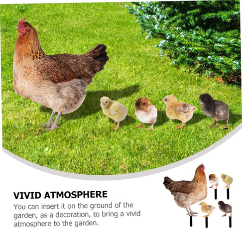 1 Set Hen Chick Ground Plug Yard Decor Yard Sign Simulation Chicken Insert Acrylic Chicken Stake Garden Chicken Decoration Courtyard Insert Garden...