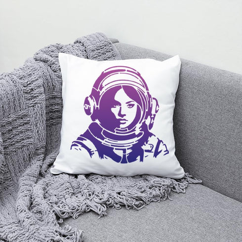 Female Astronaut Stencil 11.8×11.8inch Spacewoman Stencil Template Space Theme Drawing Stencil with Paint Brush for Walls Fabric Furniture Room De...