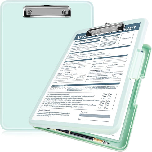 ANZNKU Clipboard with Storage 13.3x9.6 inches, Plastic Storage Clipboard with Side Opening, High Capacity Nursing Clipboard Foldable, Letter Size ...