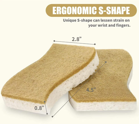 Natural Sponges 3Pack, Eco Friendly Non-Scratch Scrub Sponge for Kitchen, Biodegradable Plant Based Scrubber Sponges for Cleaning Dishes, Odor Fre...