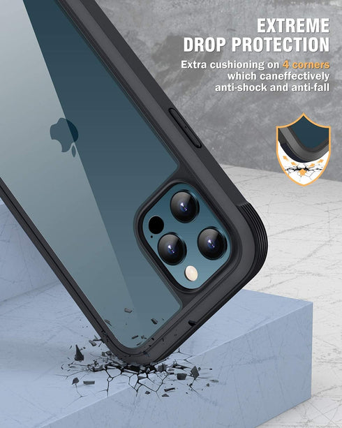 Miracase Designed for iPhone 12 Pro Max Case, Full Body Rugged Case with Built-in Touch Sensitive Anti-Scratch Screen Protector, Soft TPU Case Com...