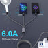 100W USB C to Multi Charging Cable6FT, 6A PD USB C Fast Charging Cable, 5 in 1 Braided Multi Charging Cable with IP/Type C/Micro USB Universal Syn...