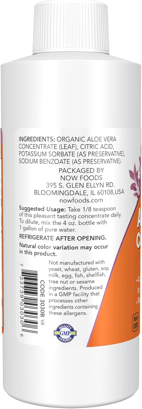 NOW Supplements, Aloe Vera Concentrate (40:1 Concentrate Contains Active Polysaccharides), 4-Ounce...