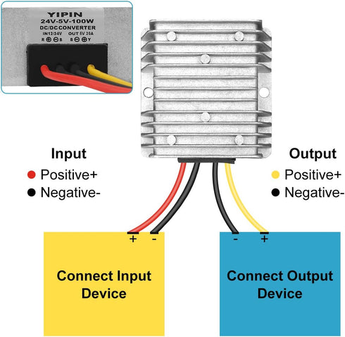 DC Voltage Regulator Buck Converter DC 12V 24V Step-Down to 5V 20A 100W Reducer stabilized Power Supply Converter Waterproof Module Transformer...
