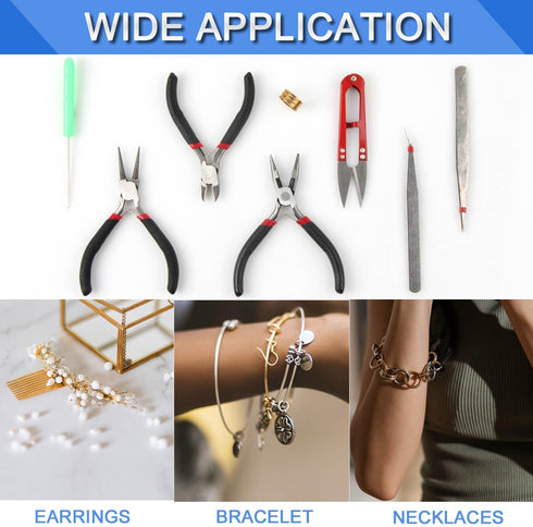JONMON Jewelry Making Supplies Kit - 8Pcs Beading Tweezers Tool Set with Round Nose/Side Cutting/Needle Nose Pliers for DIY Necklace Bracelet Earr...