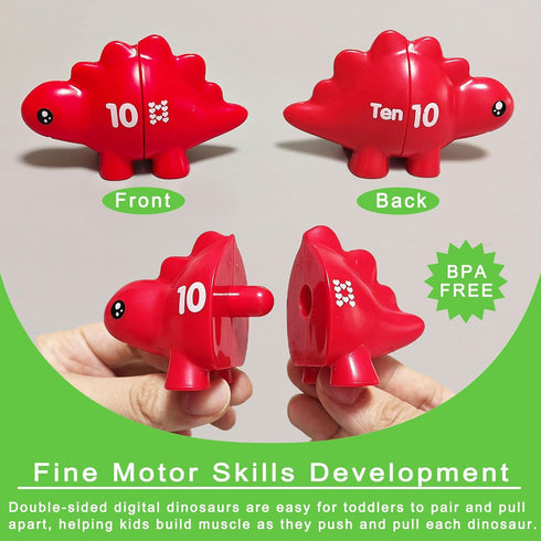 Matching Dinosaur Toys Number 1-10, Fine Motor Toys, Dino Match Game Preschool Educational Montessori Learning Toys for Toddlers Boys Girls, Count...