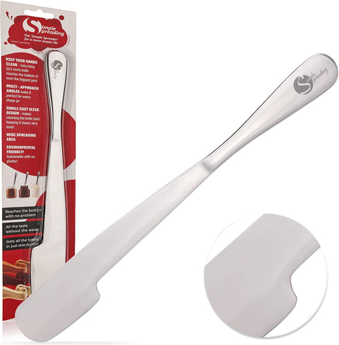 Simple preading Stainless Steel Spreader Knife: Spatula for Peanut Butter, Jelly, Chocolate, Strawberry Jam. 11.5" Multifunction Stir & Scrape BIG...