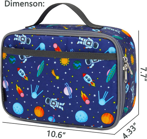 FlowFly Kids Lunch box Insulated Soft Bag Mini Cooler Back to School Thermal Meal Tote Kit for Girls, Boys, Astronaut...