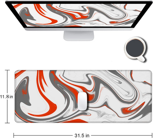 Large Gaming Mouse Pad with Stitched Edges, Minimalist Topographic Map Desk Mat, Extended Mousepad with Anti-Slip Base, Cool Desk Pad for Keyboard...