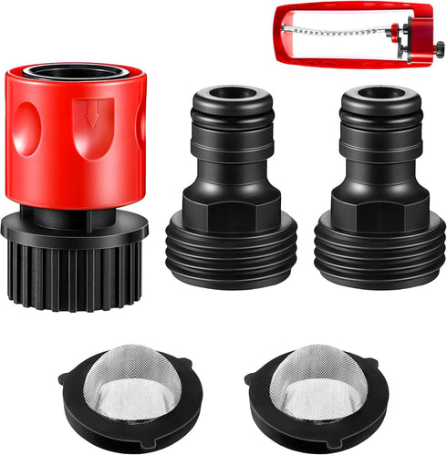 Dreyoo 5 Pcs Set Garden Hose Quick Connector with Stainless Steel Filter Washers, 3/4 Inch Male and Female Connectors Compatible with Eden and All...