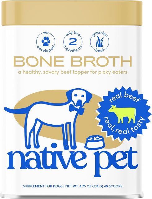 Native Pet Bone Broth for Dogs & Cats – Dog Bone Broth Powder, Dog Food Topper for Picky Eaters – Cat Broth & Dog Broth - Dog Gravy Topper for Dry...