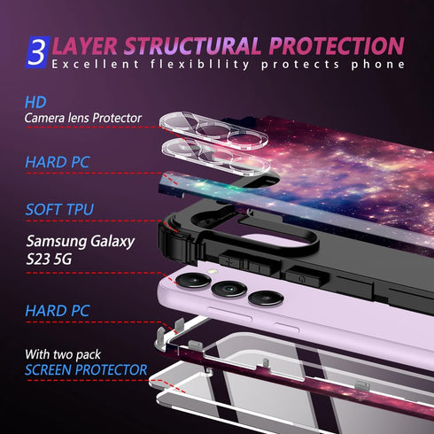 Miqala for Galaxy S23 Case 6.1 inch,Glow in The Dark Three Layer Heavy Duty Full Body Shockproof Hard Plastic Bumper +Soft Silicone Rubber Protect...