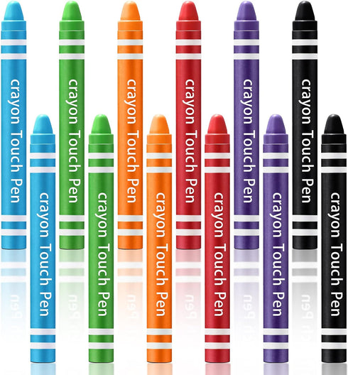 12 Pcs Kids Stylus Pen, Fun Crayon Stylus for Touchscreen Tablets, Kids Edition Tablet Crayon Stylus for Children, Compatible with Smartphones Pho...