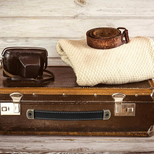 2 Pcs Leather Handles for Drawers Leather Handle Suitcase Luggage Pulls Trunk Handles Cabinet Handles Leather Strap Handles with Mounting Screws M...