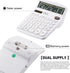 Calculators Desktop, White Calculator, Cute Calculator 12 Digit Desk Calculator Large Display, Dual Power Solar Battery, Office Home School Suppli...