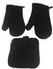 Kitchen Oven Mitt Pot Holder Set Kitchen Linens Oven Mitt Pot Holder Pack (Black)...