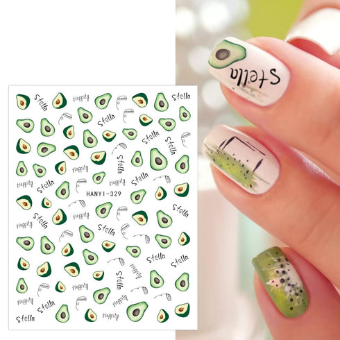 JMEOWIO 12 Sheets Fruit Nail Art Stickers Decals Self-Adhesive Pegatinas Uñas Strawberry Watermelon Lemon Nail Supplies Nail Art Design Decoration...
