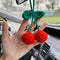 Car Rear View Mirror Hanging Accessory, Cute Cherry Car Accessories, Crochet Car Decor, Hand Knitted Car Mirror Hanger...