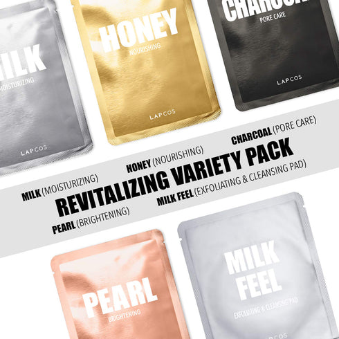 LAPCOS Revitalizing Variety Pack Sheet Masks, Daily Face Masks, Hydrate & Nourish Skin, Korean Skincare Favorite, 5-Pack...