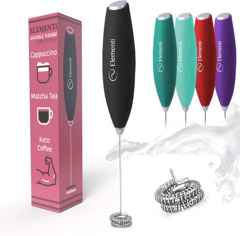 Elementi Milk Frother Wand - Coffee Frother Handheld - Coffee Mixer Wand & Drink Mixer Handheld - Coffee Whisker Electric Hand Frother Mixer - Cof...