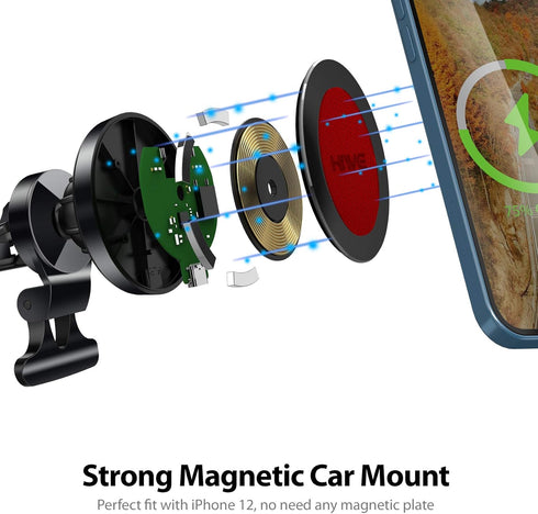Magnetic Wireless Car Charger for iPhone 14-15W Fast Charging Car Phone Holder Mount Compatible with iPhone 15/14/13/12 Pro Max Mini, Wireless Car...
