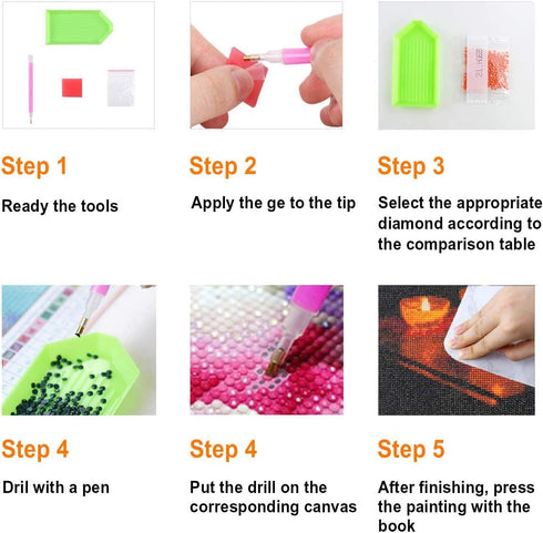 DIY 5D Diamond Painting Kit for Adults, DIY Diamond Painting Full Drill Canvas for Candles, Painting Easy for Girls, Beginners...