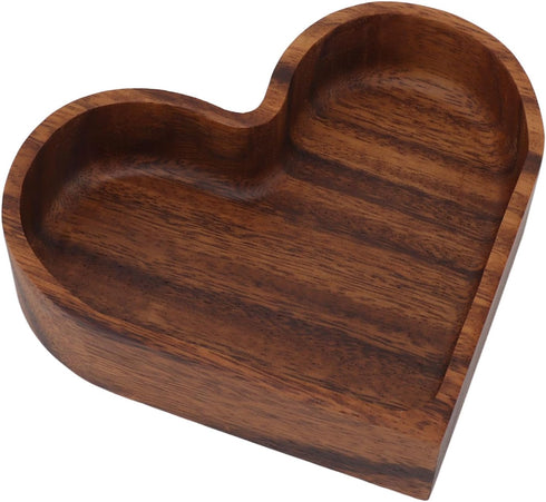 Pssopp Wooden Serving Platter, 14.5x14.5cm Heart Shape Smooth Textured Elegant Nonslip Table Tray for Tea Food Snack Kitchen Utensils (Heart 14.5x...