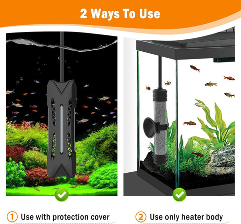 AQQA Small Aquarium Heater,Submersible Fish Tank Heater Adjustable Temperature,Mini Short Dual-use Fish Heater with LED Digital Display Thermostat...
