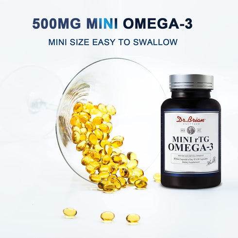 Dr.Brian Fish Oil Supplement 130 Softgel, Highly Absorbed rTG Mini Omega 3 Fish Oil Capsule with EPA/DHA Fatty Acids Vitamin D E, 500mg rTG Omega-...