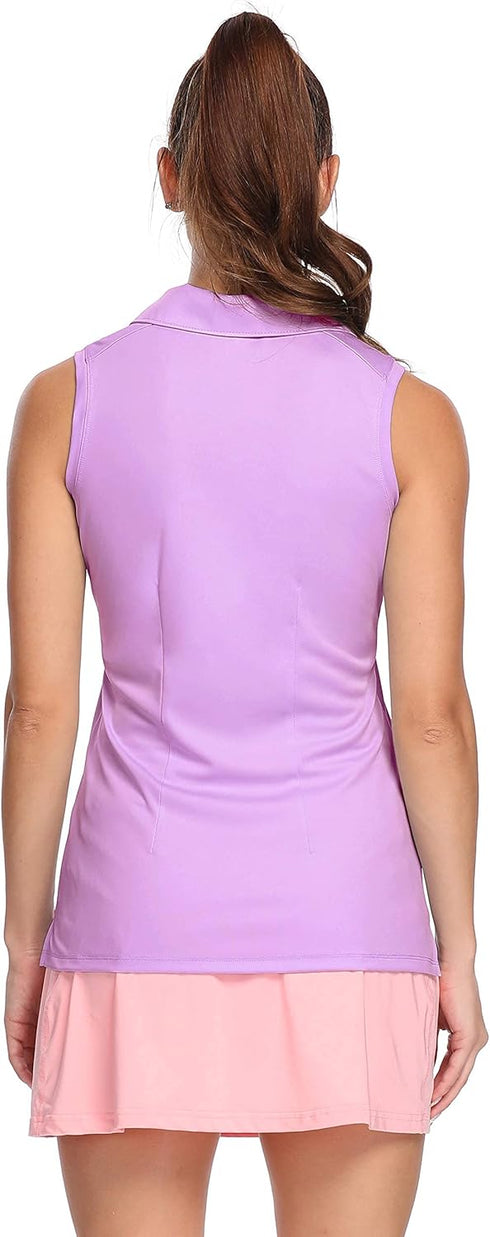 LastFor1 Women's Polo Sleeveless Shirts UPF 50+ Quick Dry Golf Tennis Athletic Tank Tops Outdoor Sports Purple M...