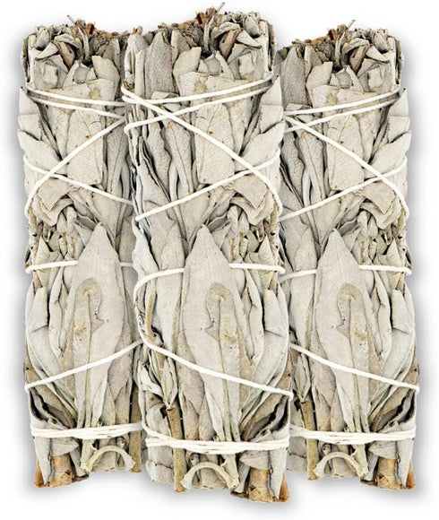 ESPOIR & AMOUR White Sage 4" - 3 Spiritual Sage Sticks for Smudging, Healing and Ritual - Hand-Tied Sage Smudge Sticks to Cleanse Negativity - Sus...