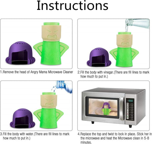 Angry Mama Microwave Steam Kitchen High Temperature Cleaning Equipment Easily Crud in Minutes Steam and Disinfects with Vinegar and Water for Kitc...