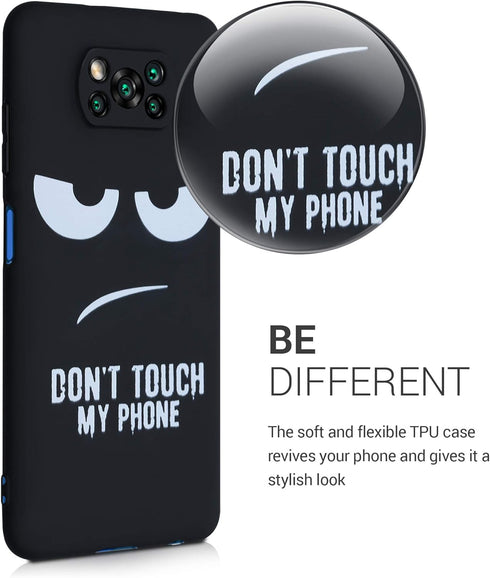 kwmobile TPU Silicone Case Compatible with Xiaomi Poco X3 NFC/Poco X3 Pro - Case Soft Cover - Don't Touch My Phone White/Black...