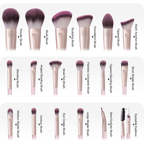Makeup Brushes with Case, MAANGE 18 Pcs Professional Makeup Brush Set Premium Synthetic Face Kabuki Brush Kit Foundation Blush Powder Eyeshadow Br...