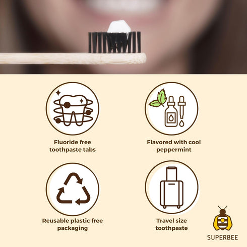 SuperBee Dentos Toothpaste Tablets, 150 Toothpaste Tabs, Fluoride Free & Eco Friendly, Travel Mouthwash Tablets, Sensitive Toothpaste Bites Kids A...
