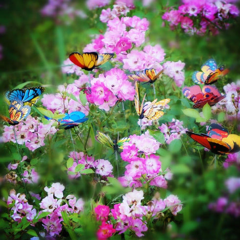 Butterfly Stakes 50pcs Decorative Garden Waterproof Small Butterfly Decor Garden for Plants Flower Beds Plant Pots...