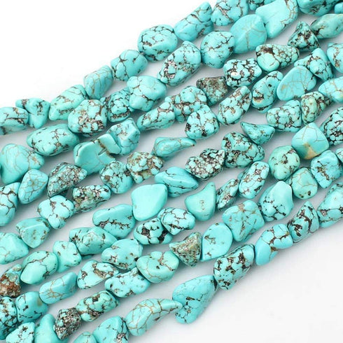 HAAMIIQII 10-15mm Freeform Irregular Blue Turquoise Beads Loose Gemstone Beads for Jewelry Making Strand 15 Inch (22-30pcs)...