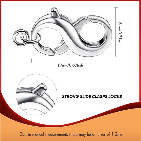 Hicarer 3 Pieces Double Lobster Clasp Double Claw Connector Necklace Bracelet Extension Clasp for DIY Women Jewelry Making Repair Kit(0.67 x 0.32 ...