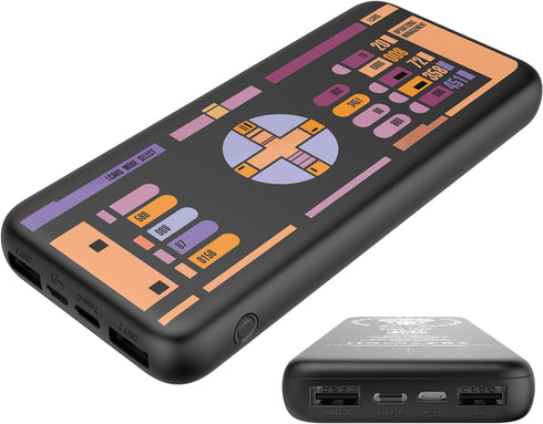 Star Trek Phone Charger | Slim Pocket Sized 10,000mAh Power Bank with TNG LCARS Design, 3 USB Outputs, 2.1A & 1A, Charges Three Devices, USB-A and...