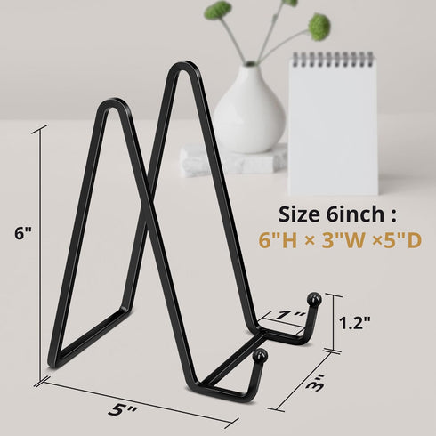 3 Pack 6-Inch Plate Holder Display Stand, Metal Plate Stands for Display + Black Plate Stand, Frame Holder Stand, Easel Stand for Display Book, Pi...