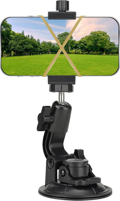 Heavy Duty Super ?90mm Suction Cup + Adjustable Dual-Ball-Head Action Camera Dash Cam Phone Car Mount Windscreen Window Cockpit Holder for GoPro i...