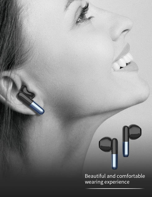 Acuvar in-Ear Wireless Bluetooth 5.2 Headphones, Earbuds with Microphone Compact Rechargeable USB C Smart LED Case for Smartphones Android iOS (Bl...