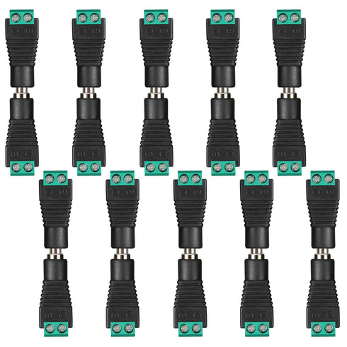 DC Power Connector 10 Pairs 5.5mm x 2.5mm DC 12V 5A, 10 PCS Male and 10 PCS Female Power Jack Plug for CCTV Camera Security Monitoring and LED Str...